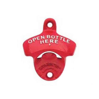 Red Open Bottle Here Wall Mount Bottle Opener